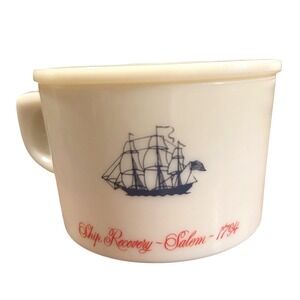 Vintage Old Spice Shaving Mug Milk Glass Ship Recovery Salem 1794 Nautical Cup